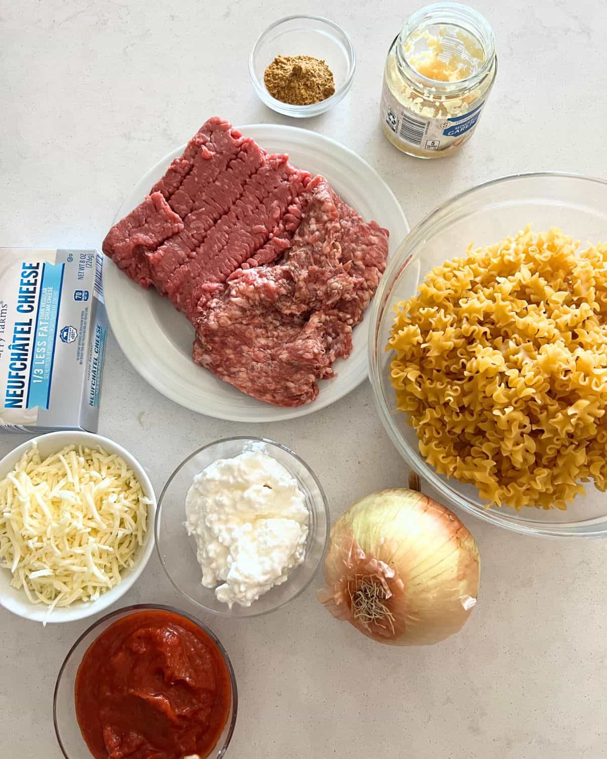 Ingredients needed for Lasagna Pasta. 