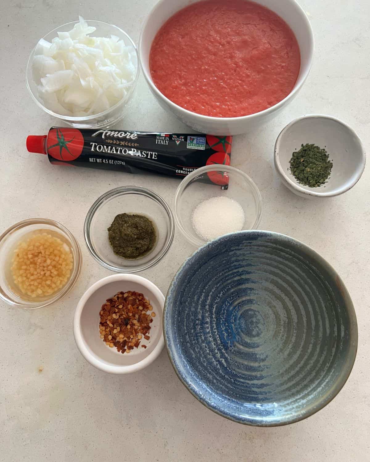 Ingredients needed for no salt added marinara. 