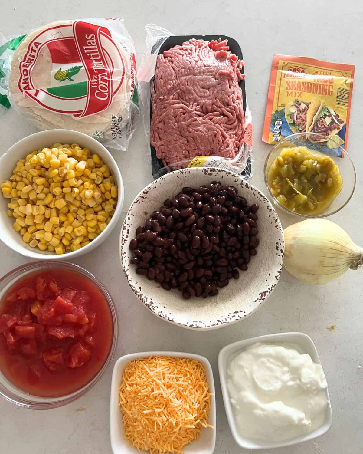 Ingredients Needed for mexican casserole. 