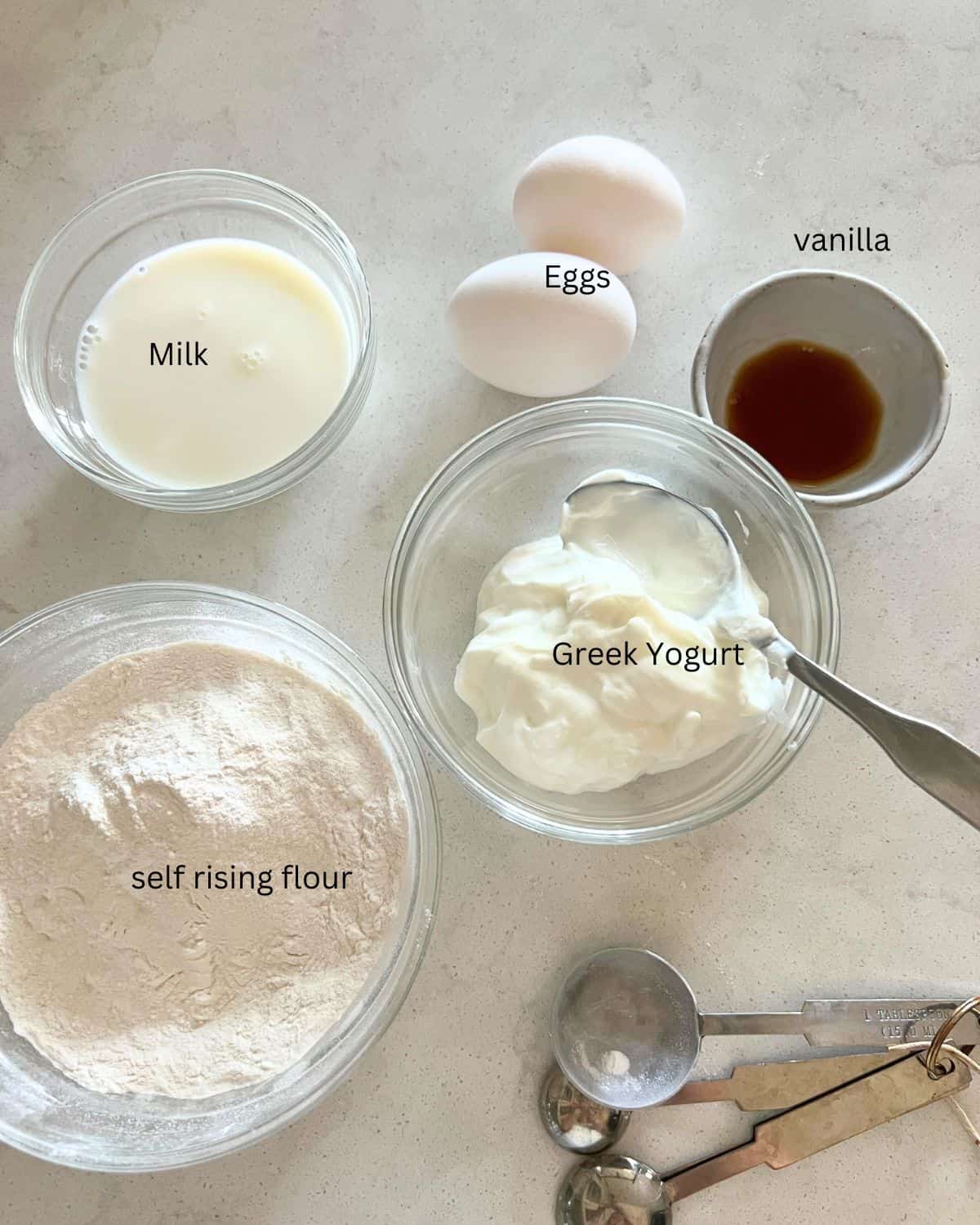 Ingredients needed for Weight Watcher Pancakes. 