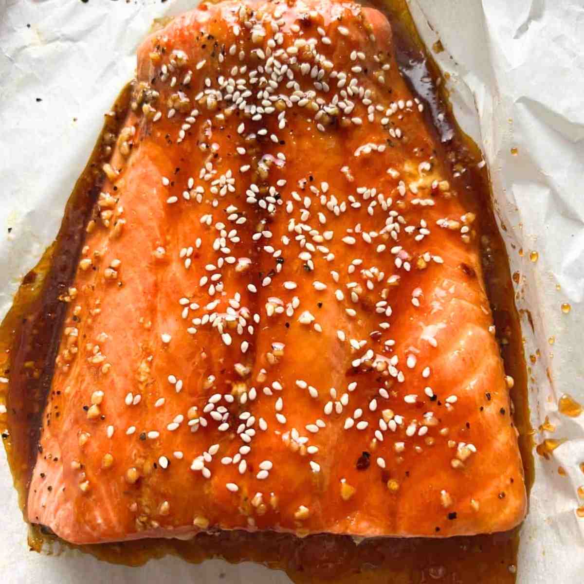 Blackstone salmon with firecracker sauce.