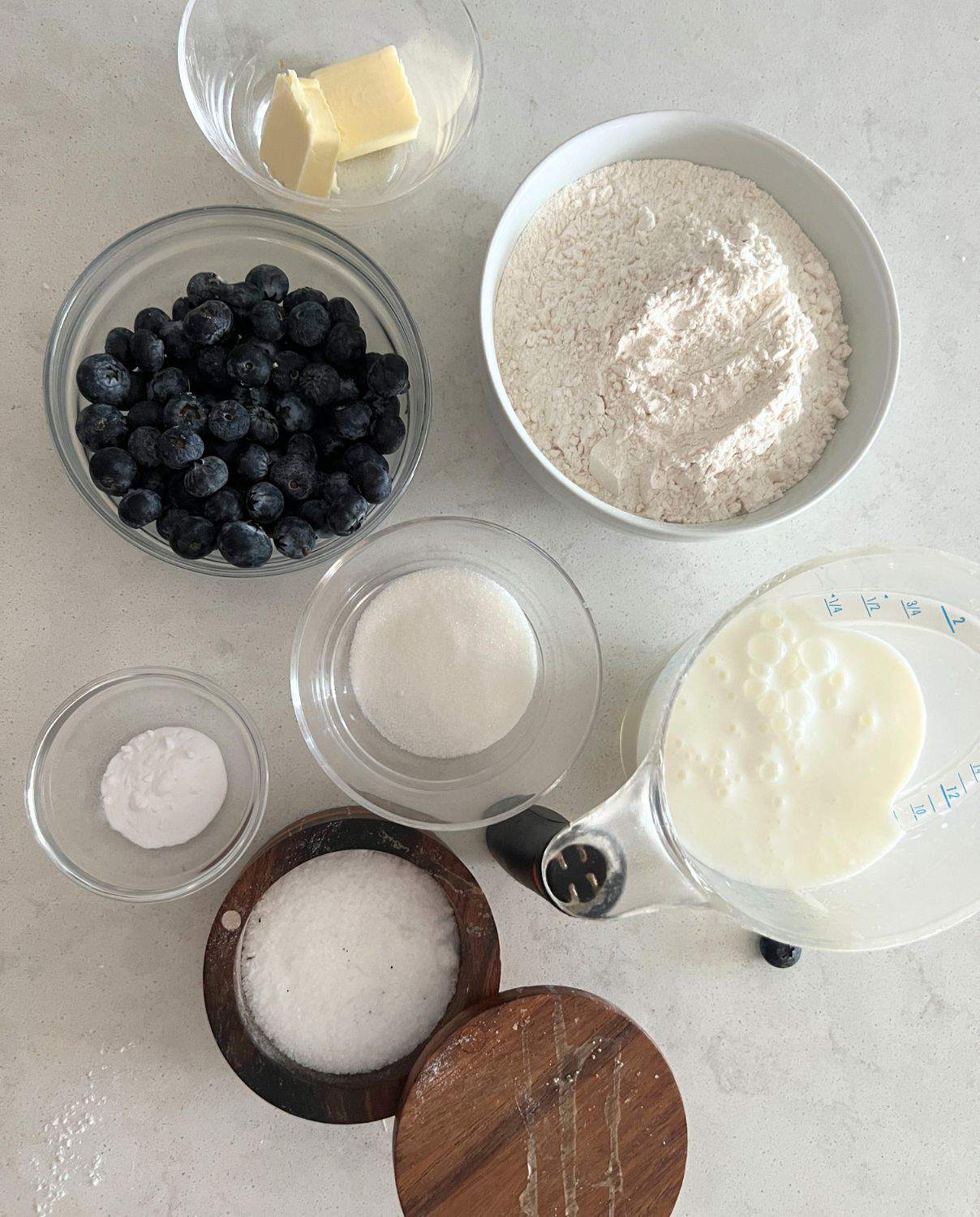 Ingredients needed for blueberry scones