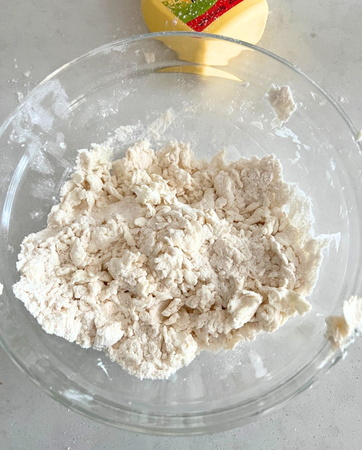 Greek Yogurt and Flour in a glass Bowl. 