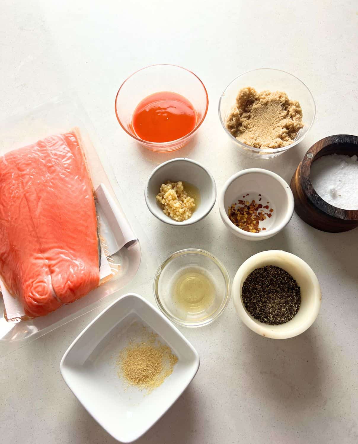 Ingredients needed for firecracker salmon. 