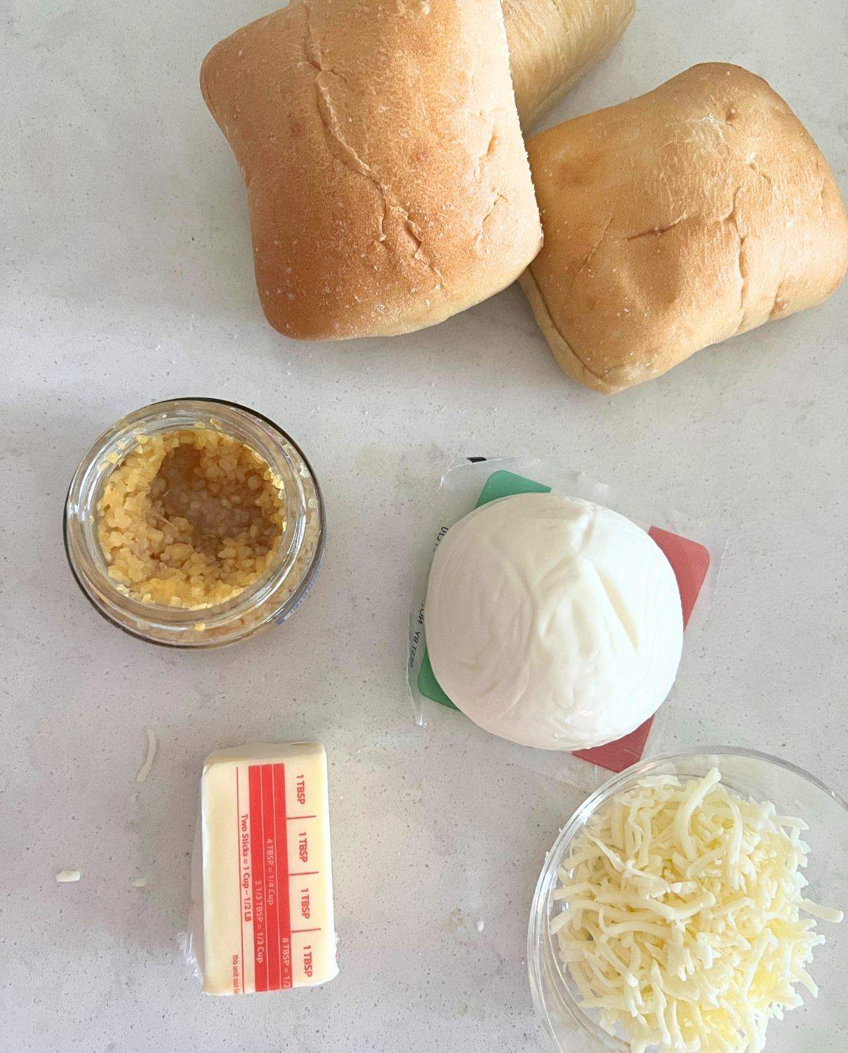 Ingredients needed for Garlic Ciabatta bread. 