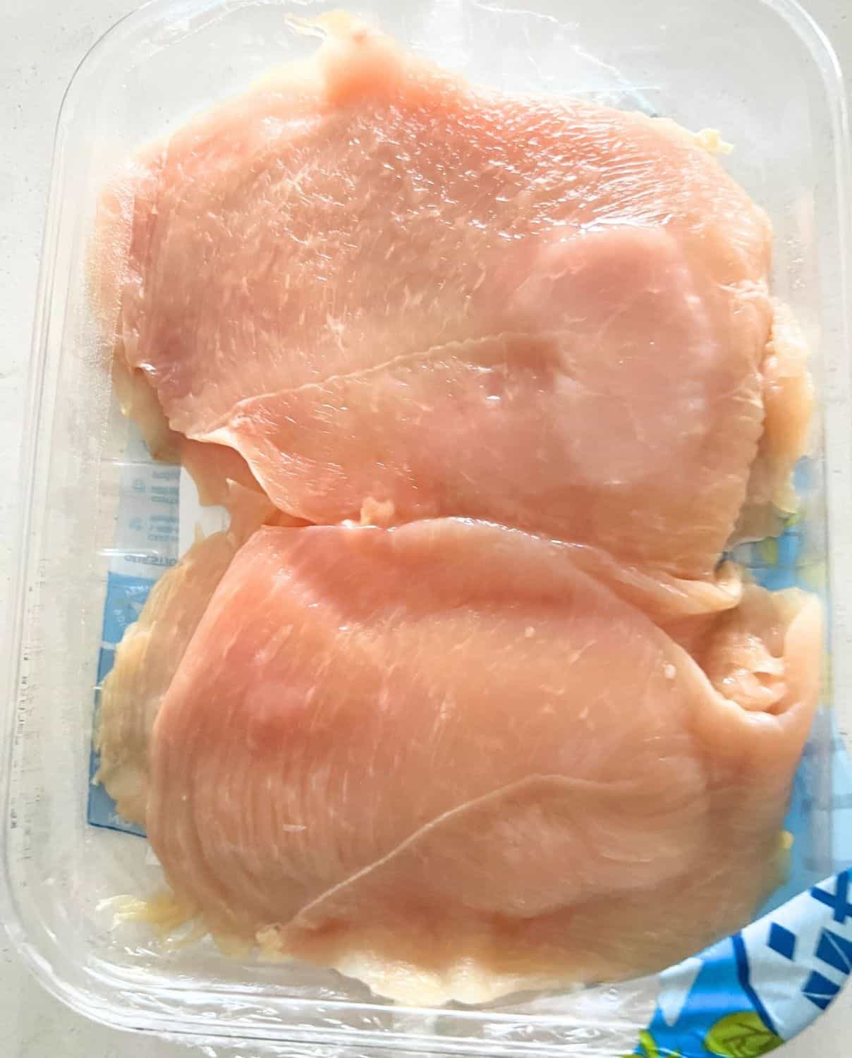 Chicken breasts ready for food processor. 