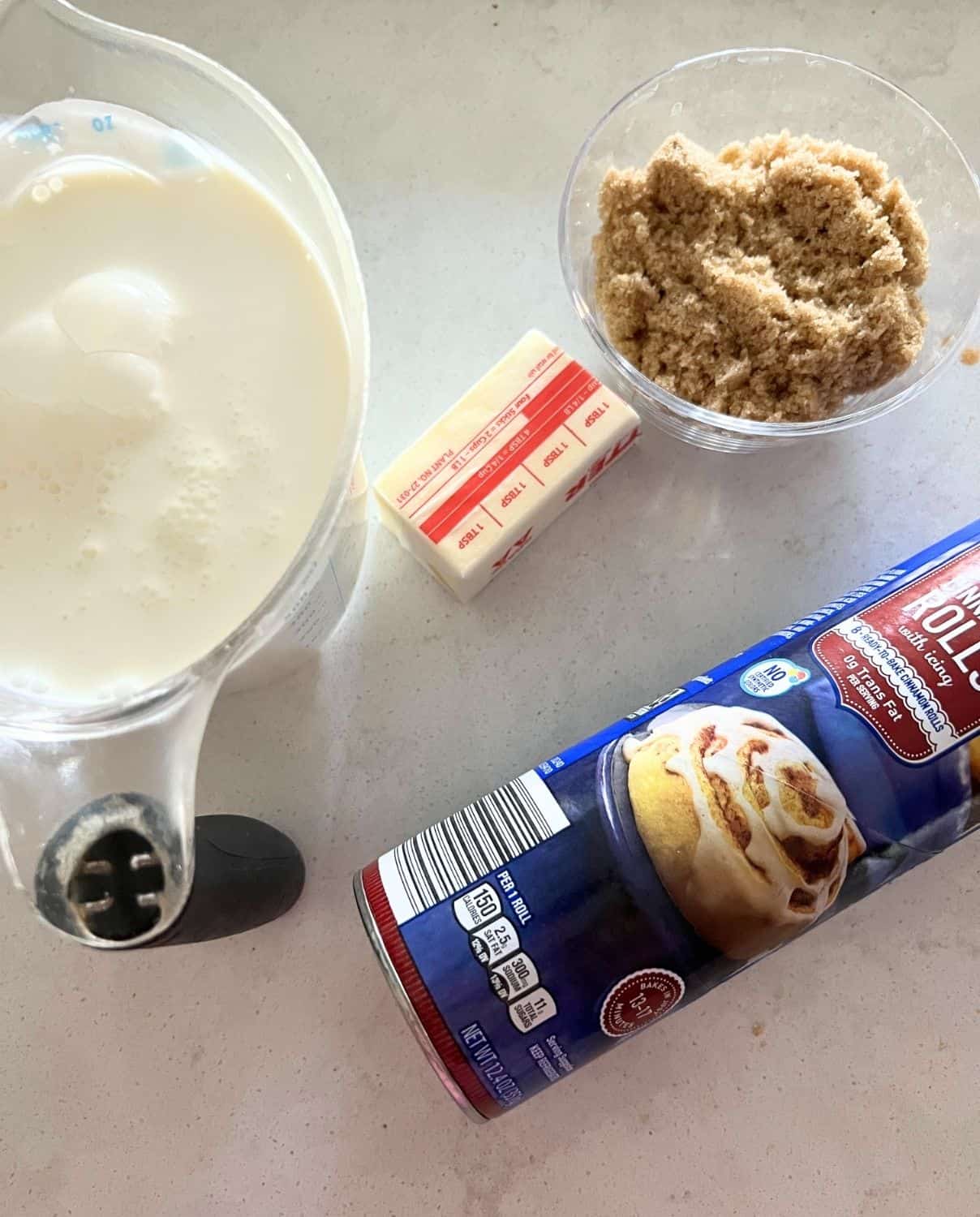 Ingredients needed for Cinnamon Rolls with Heavy Cream. 