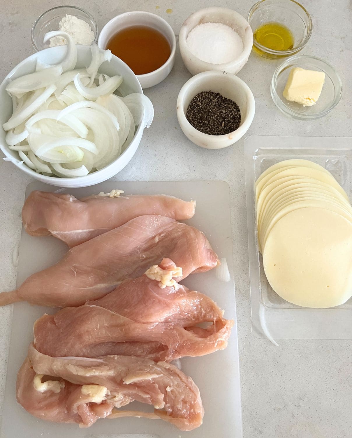 Ingredients needed for French Onion Chicken.