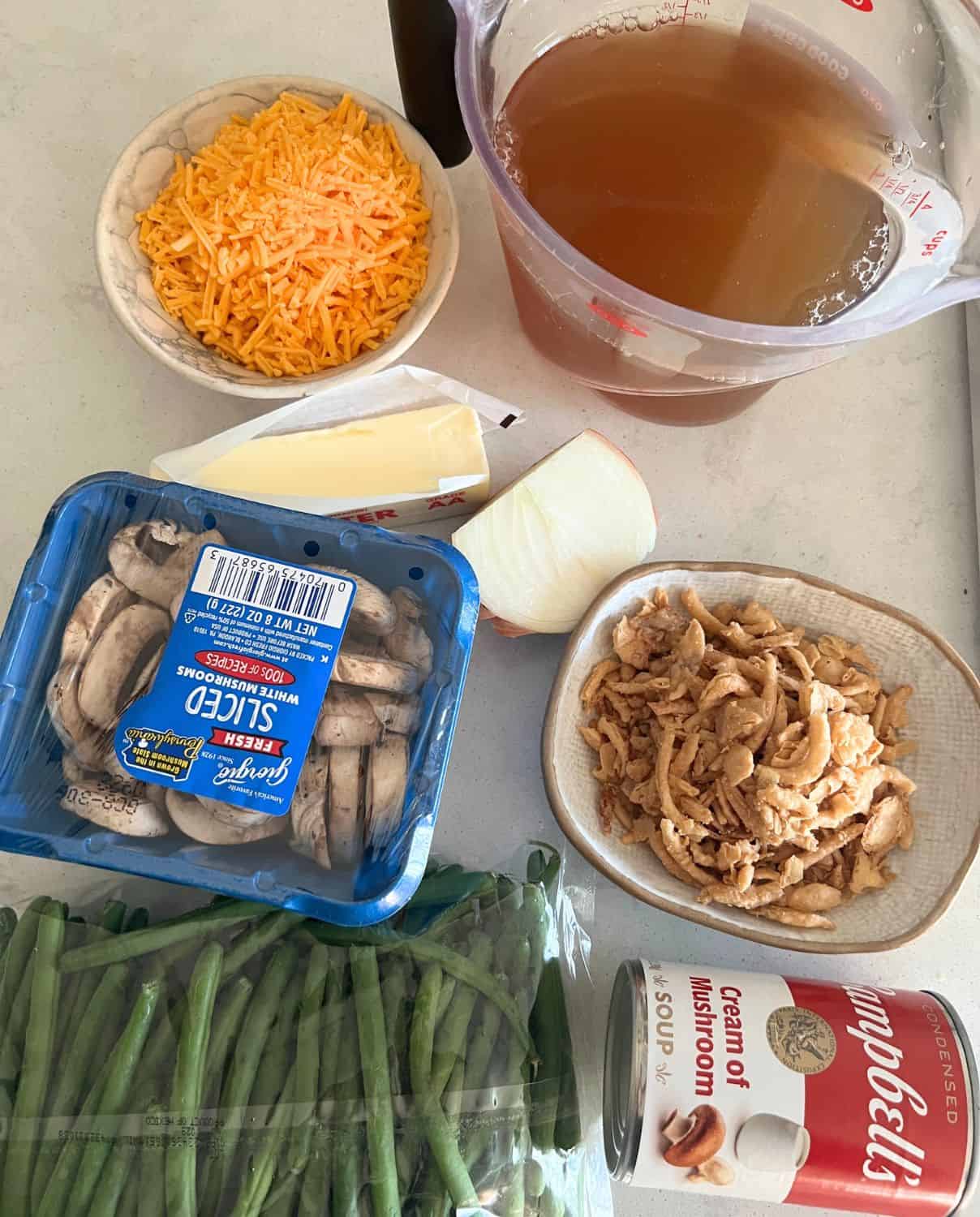 Ingredients needed for Green Bean Casserole 