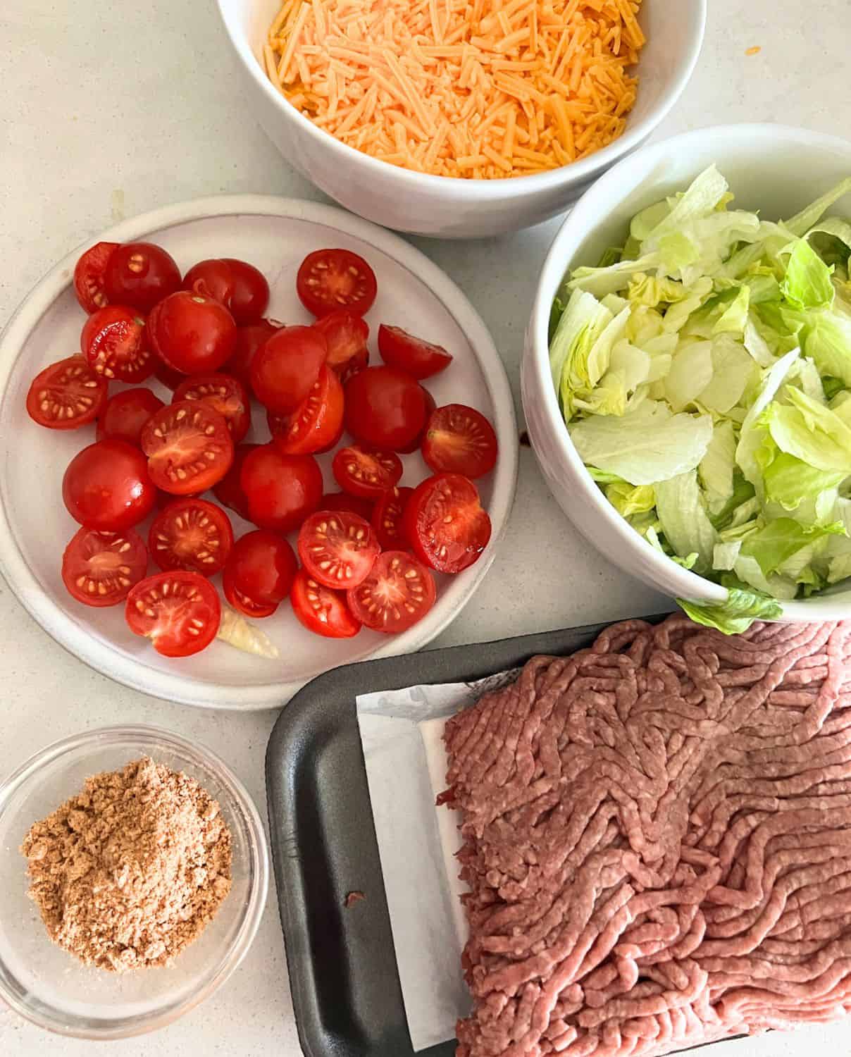 Ingredients needed for Taco Salad. 