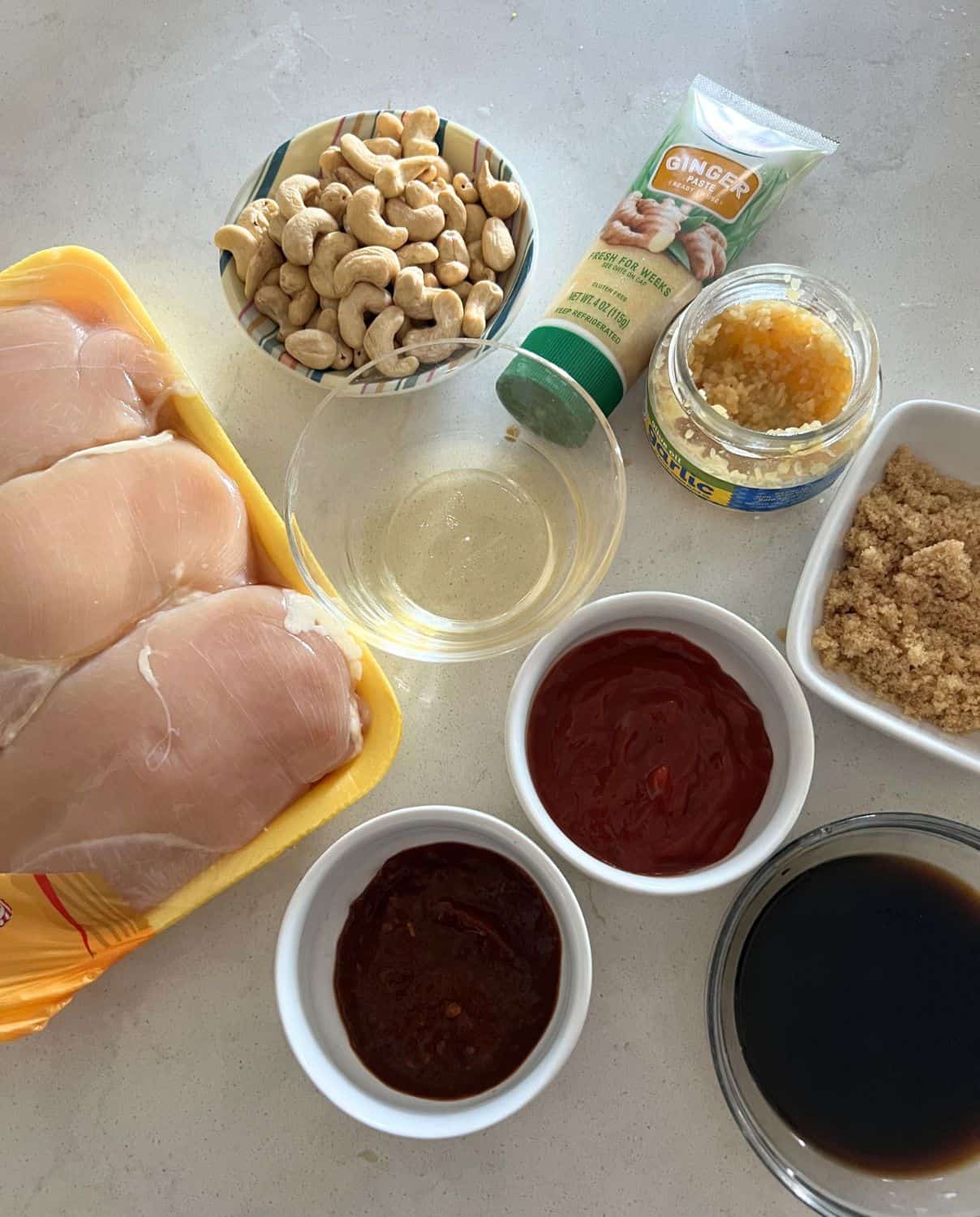 Ingredients needed for Slow Cooker Cashew Chicken. 