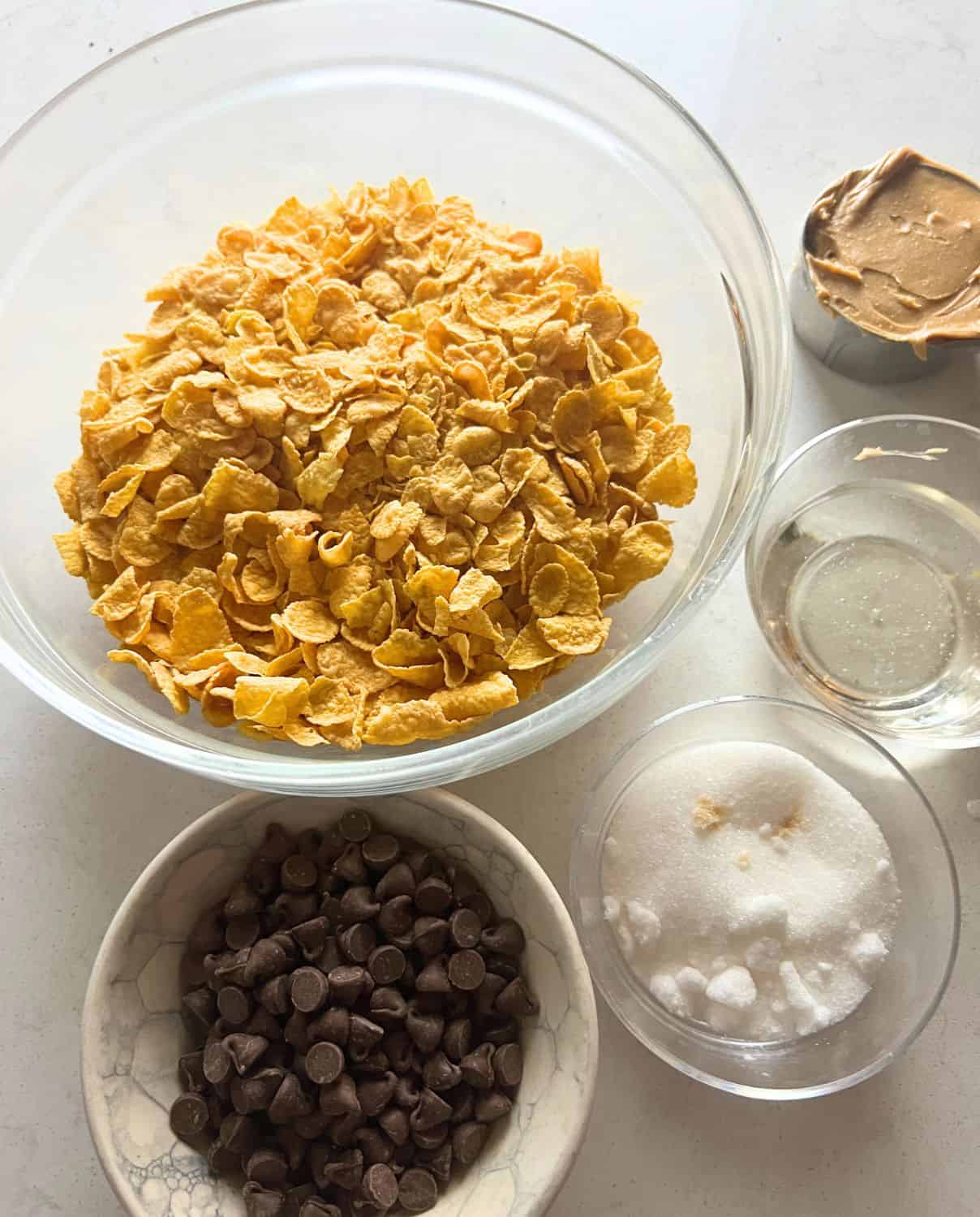 Ingredients needed for cornflake bars. 