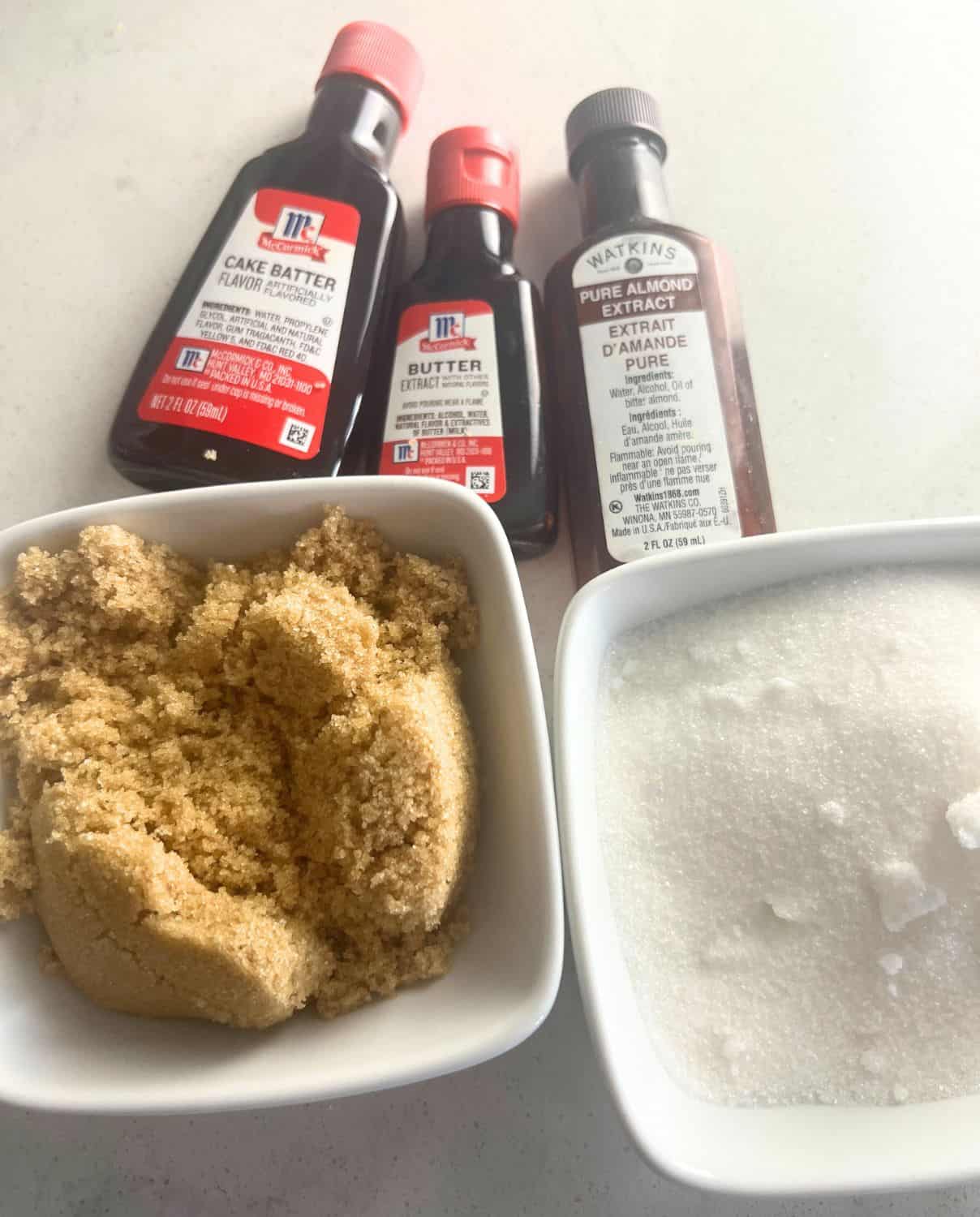 Ingredients needed for sugar cookie syrup recipe. 