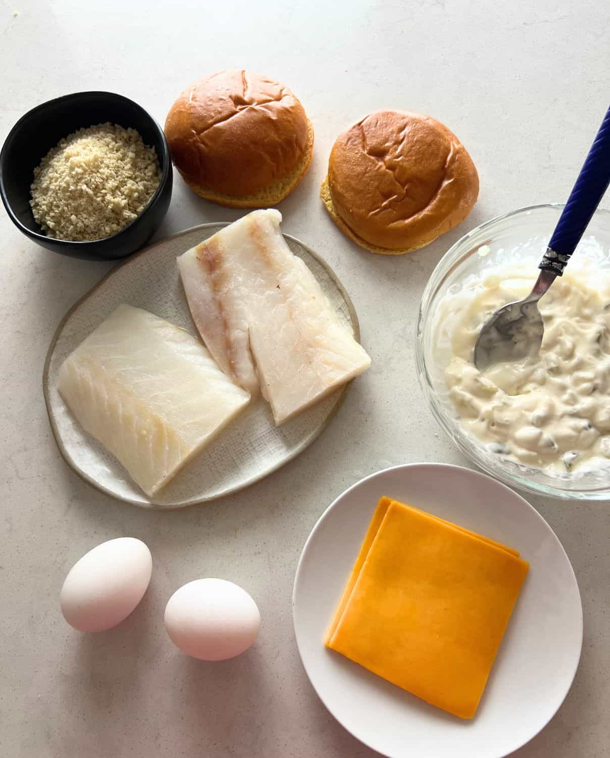 Ingredients needed for air fryer fish sandwich. 
