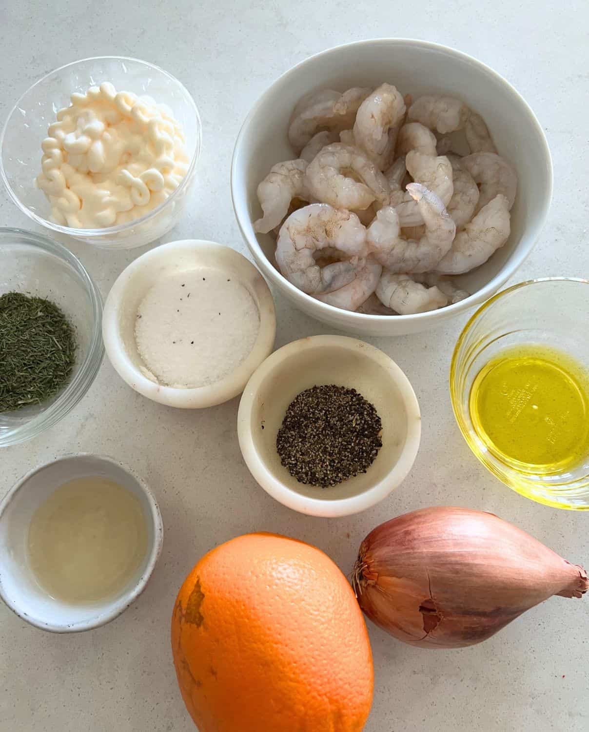 Ingredients needed for Roasted Shrimp Salad. 