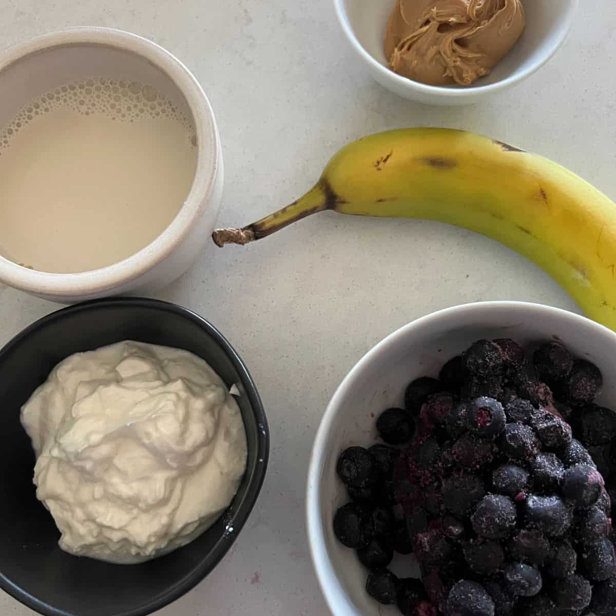 Ingredients needed for Blueberry smoothie. 