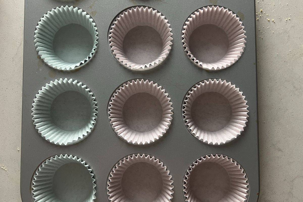 Cupcake Liners in a muffin tin pan. 