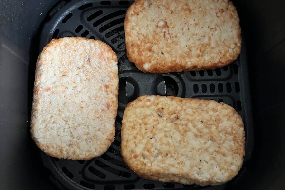 Frozen hash brown patties in air fryer.