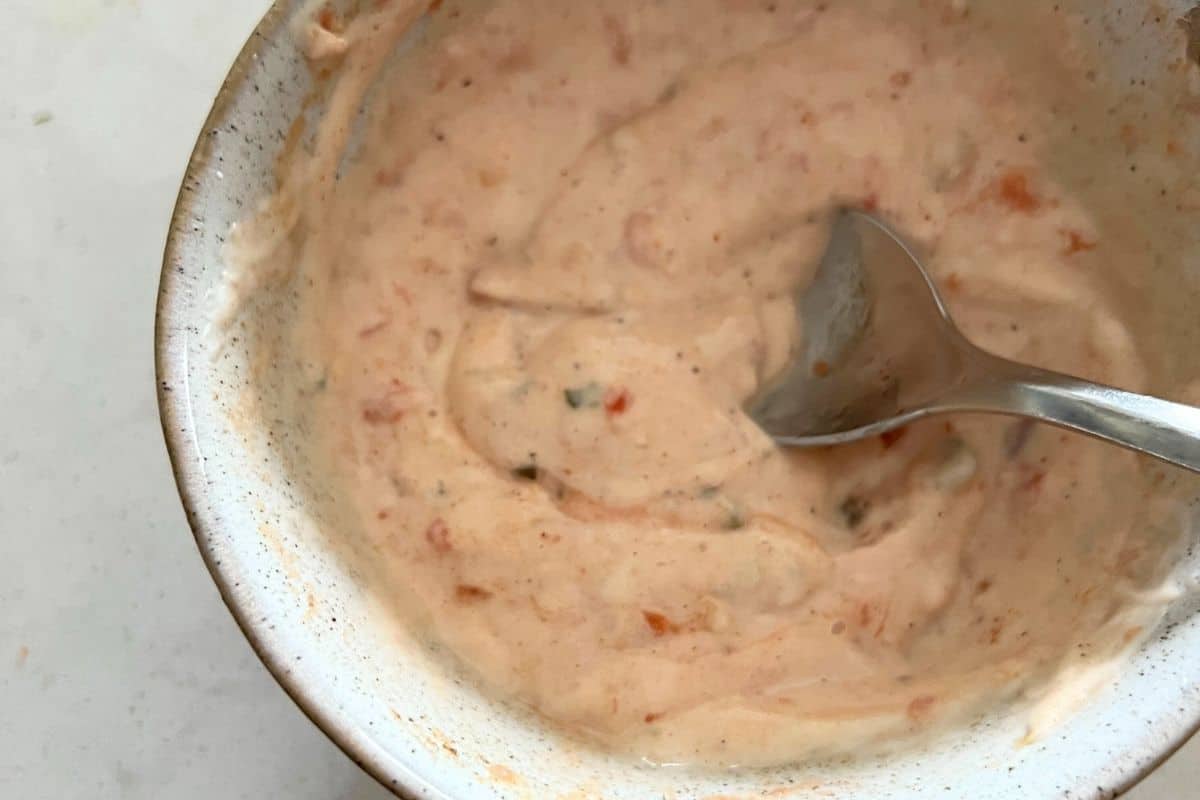 Sauce ingredients combined in a bowl. 