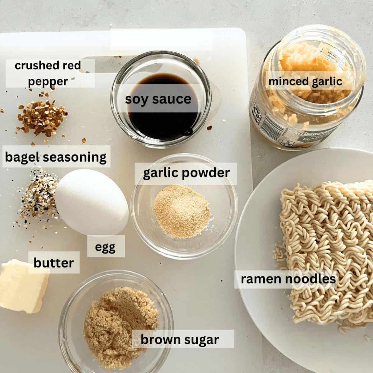 Ingredients needed for Tiktok Ramen.