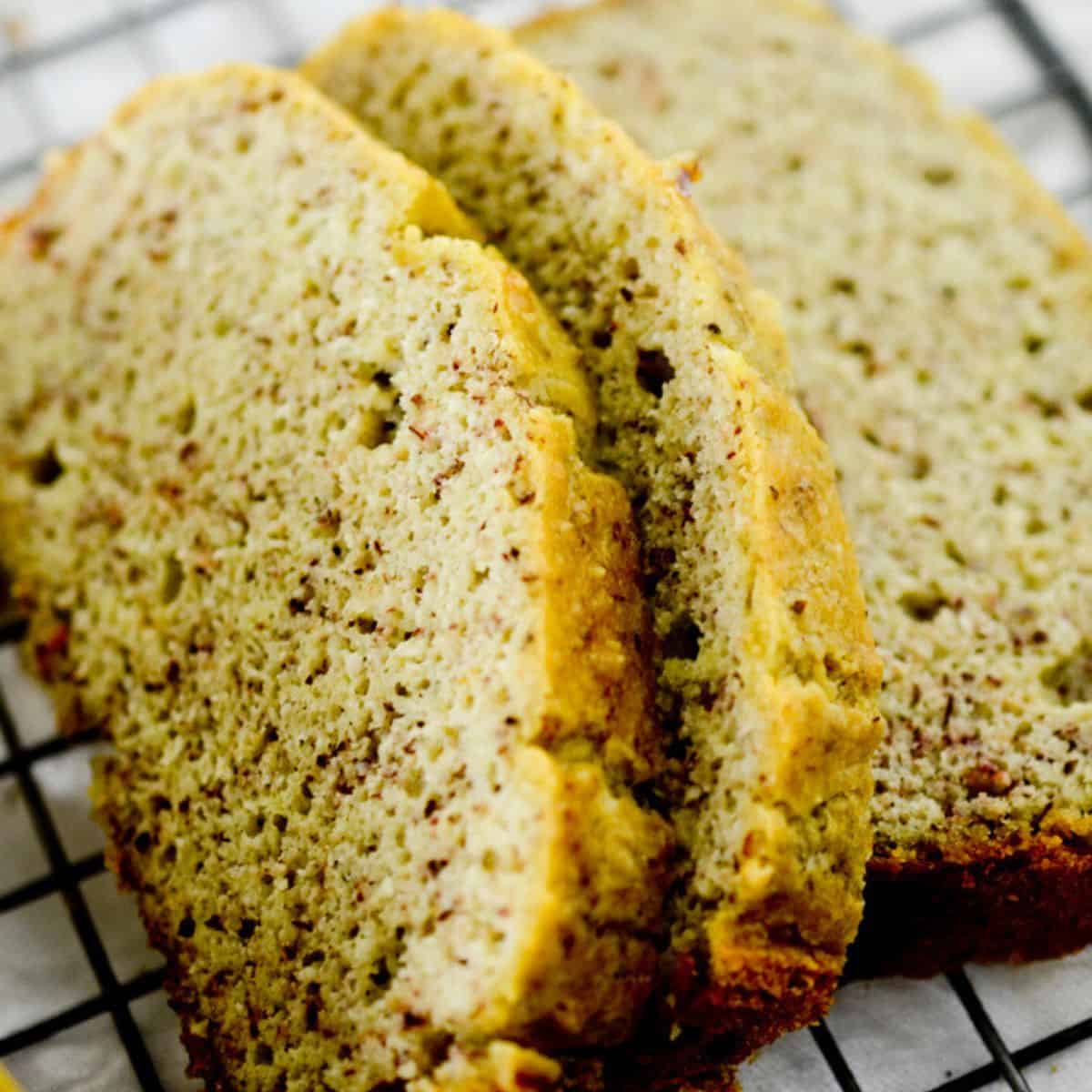 Low carb bread on a wire wrack.