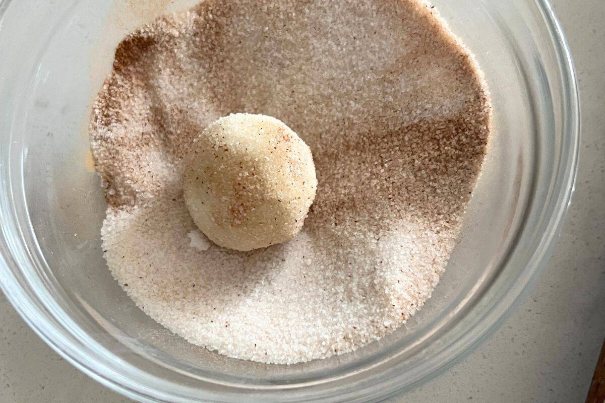 Sugar cookies rolled in cinnamon sugar mixture.
