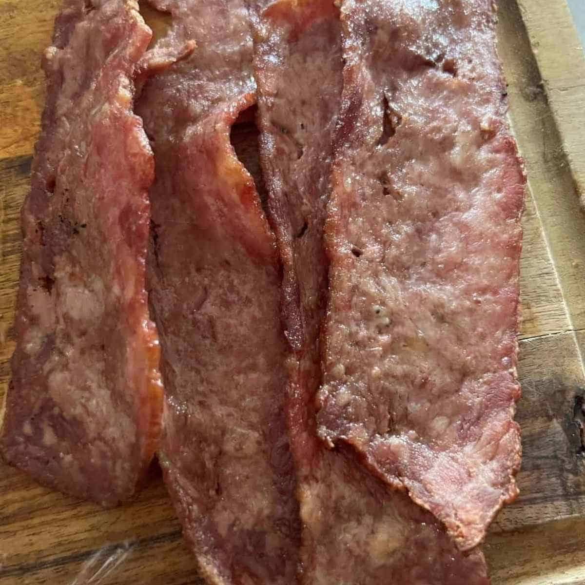 Crispy air fryer turkey bacon.