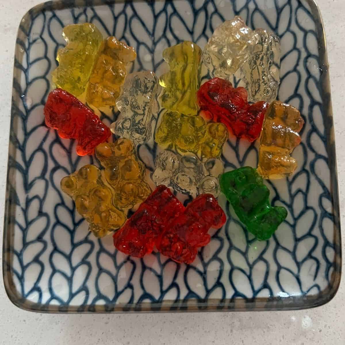 Tiktok Frozen Gummy Bears on a plate. 