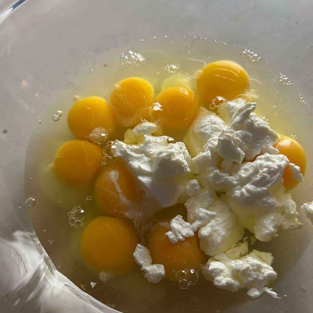 Ingredients for Carnivore bread in a bowl.