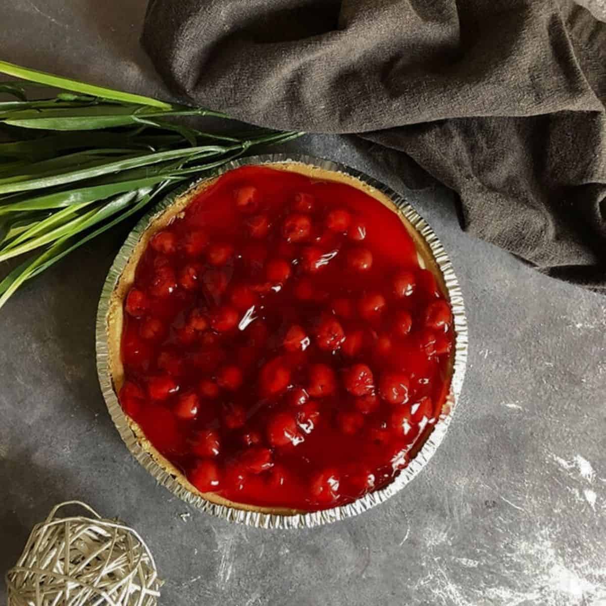 Finished cherry cream cheese pie. 