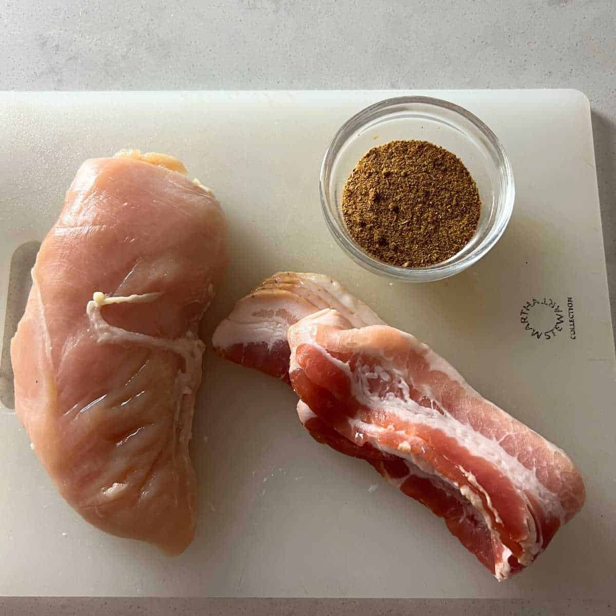 Ingredients Needed for Air Fryer Bacon Wrapped Chicken Breast.