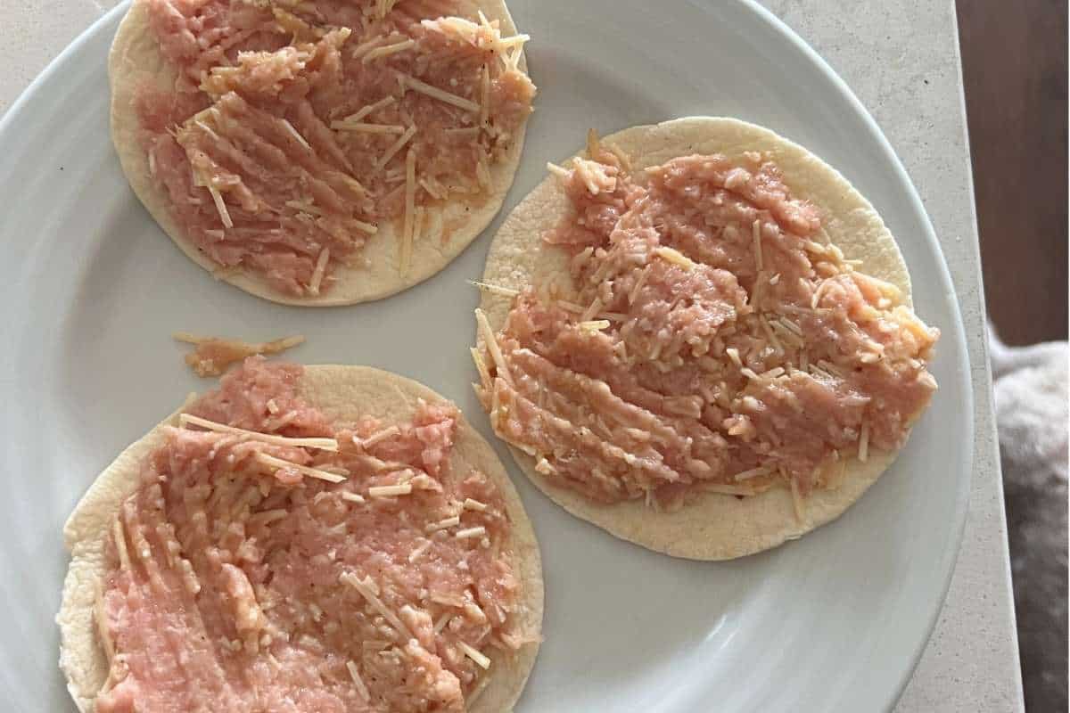Chicken Parm Smash Tacos ready for grill.