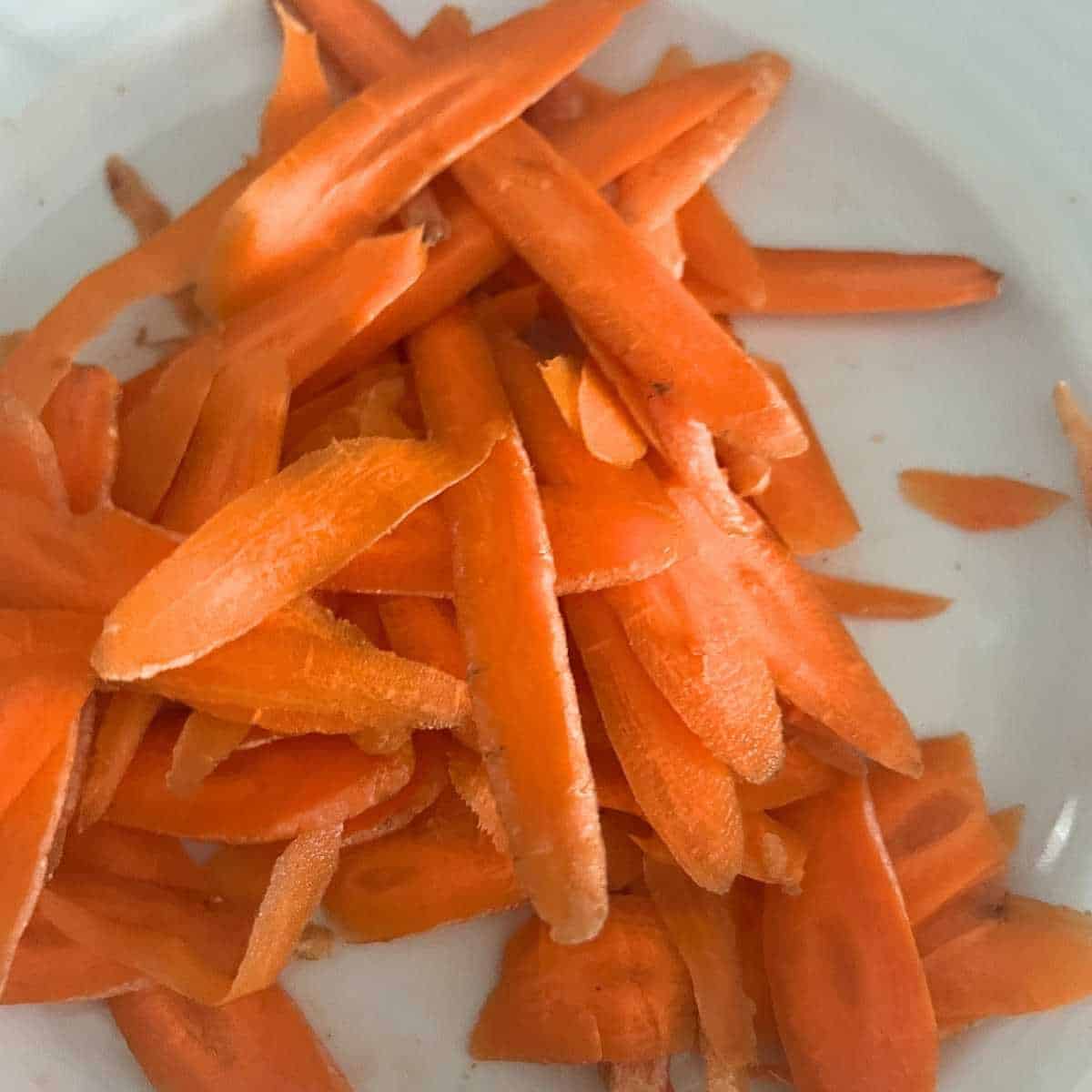 Sliced and peeled carrots. 