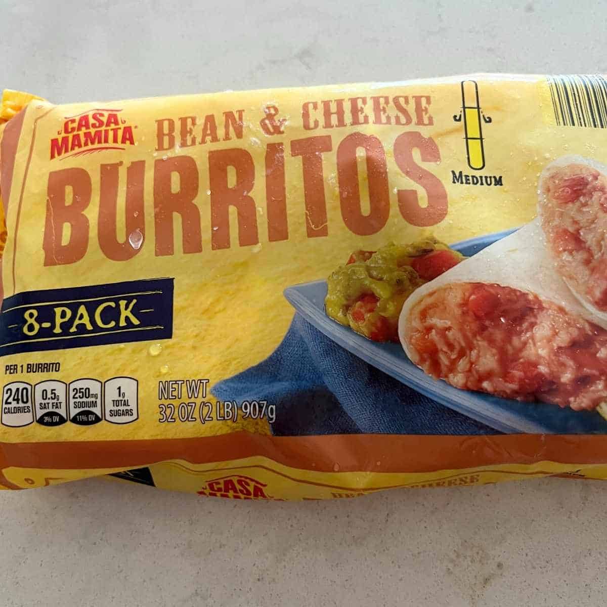 Ingredients needed to make Air Fryer Frozen Burritos.