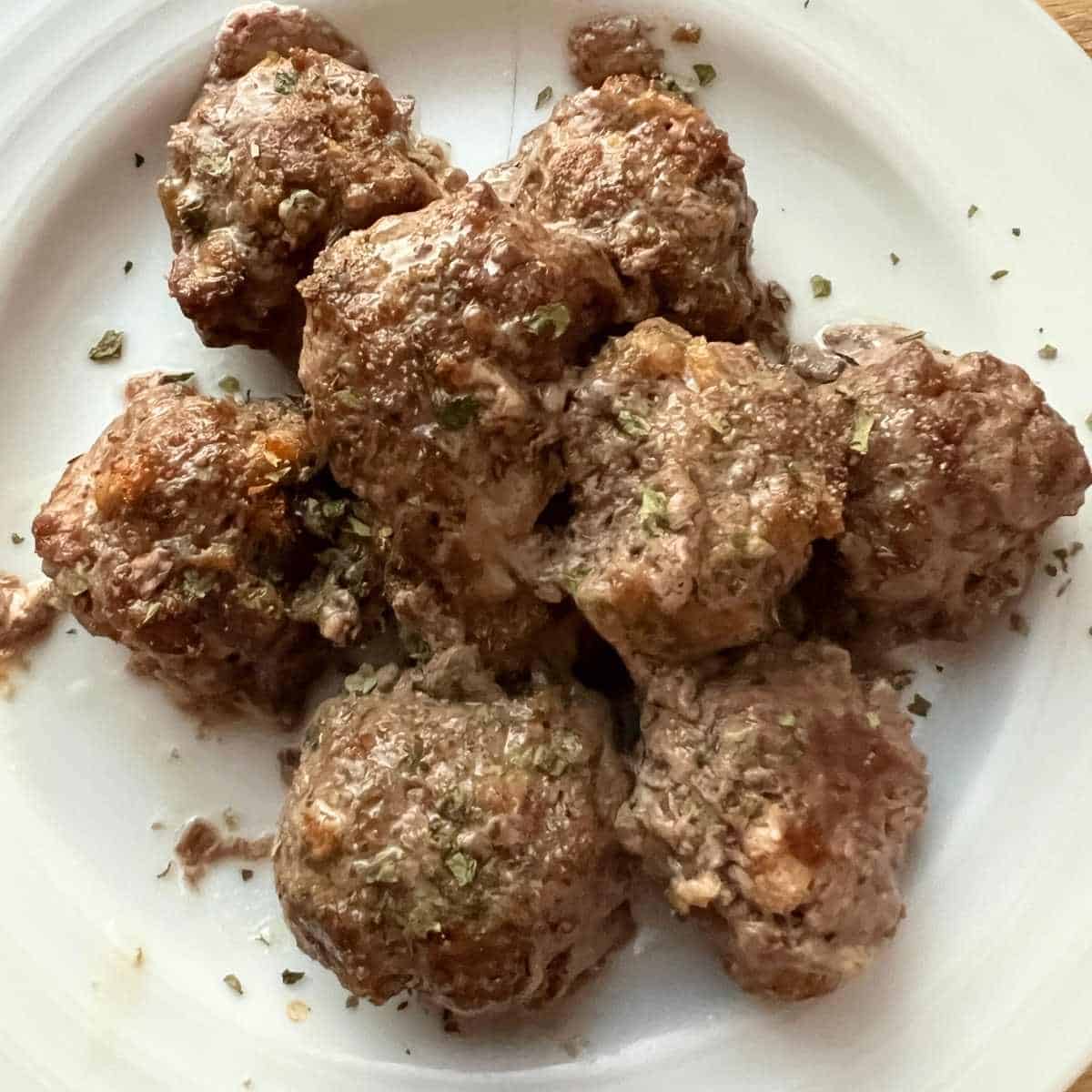 Easy Carnivore meatballs made with pork rinds. 