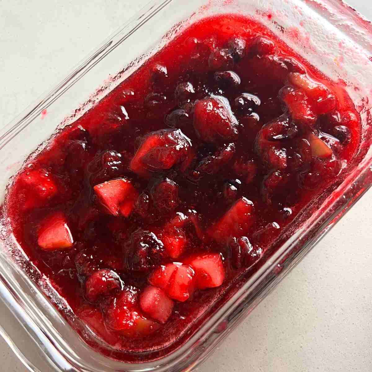 Cranberry Sauce cooling in jar.