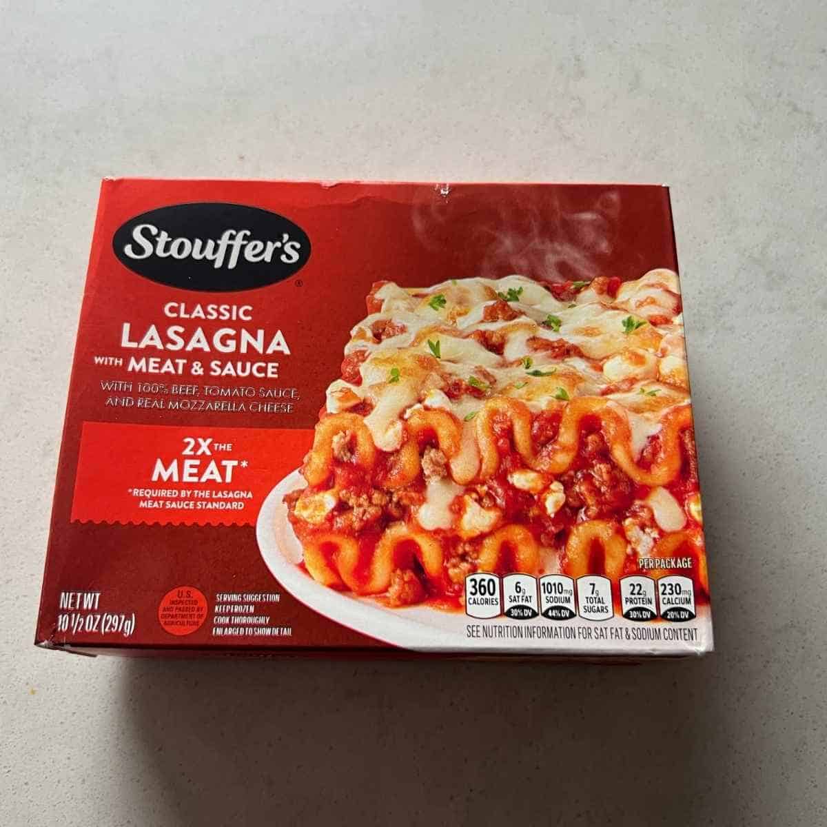 Ingredients needed for Air Fryer Frozen lasagna. 