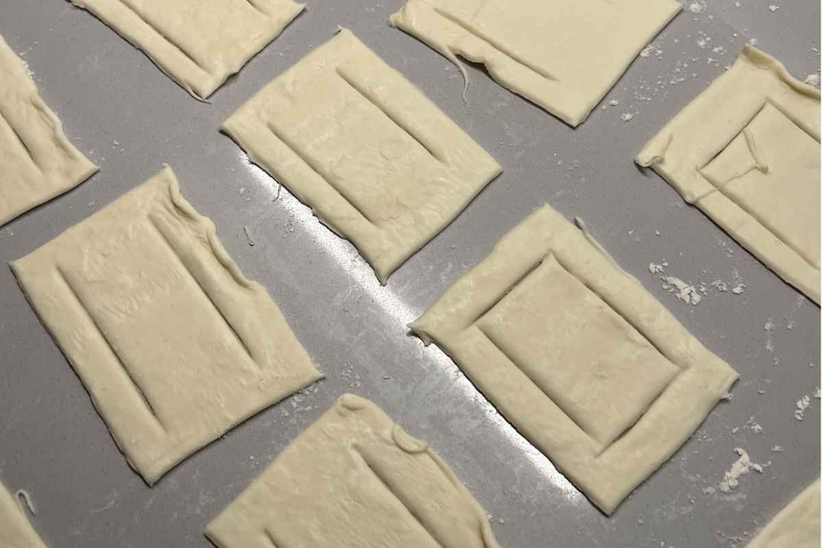 Puff Pastry squares ready for filling.