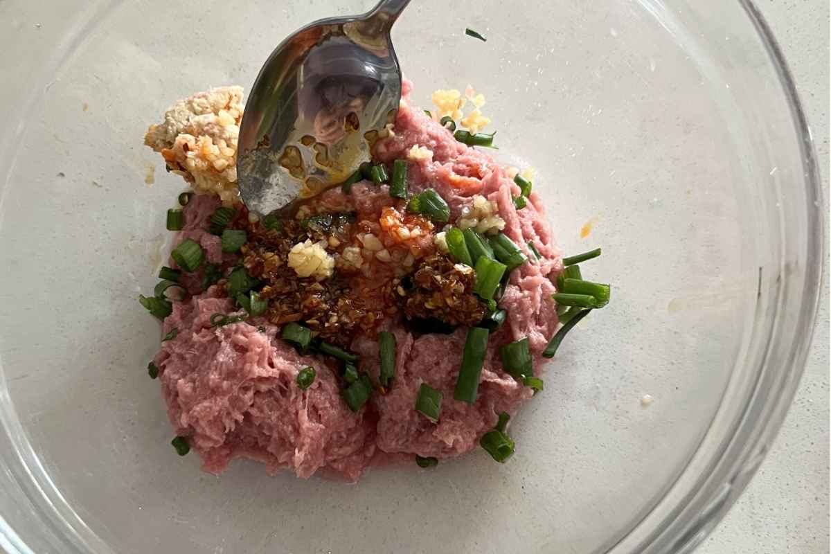 Dumpling layer in bowl. 