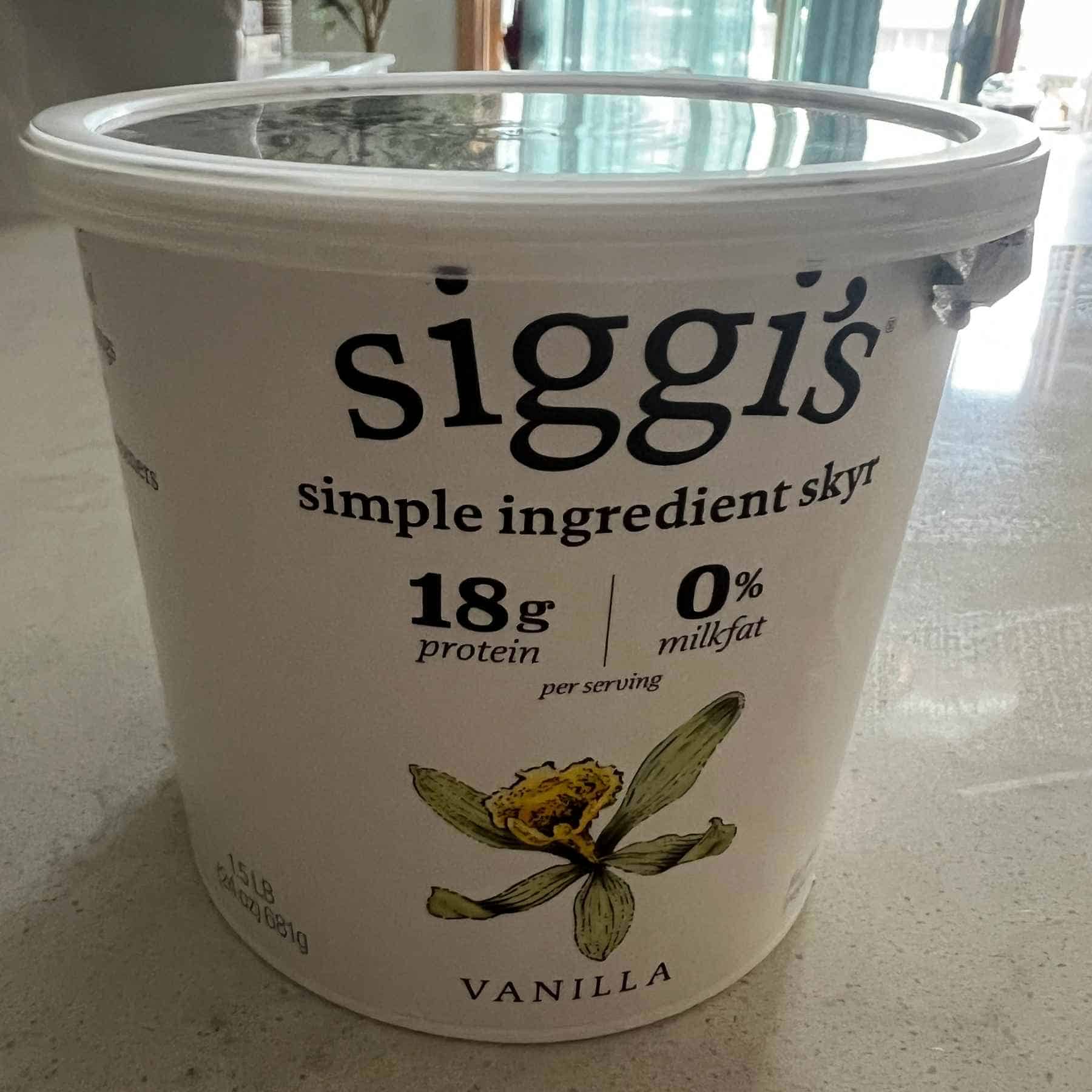 Siggi's Vanilla Greek Yogurt Skyr. 