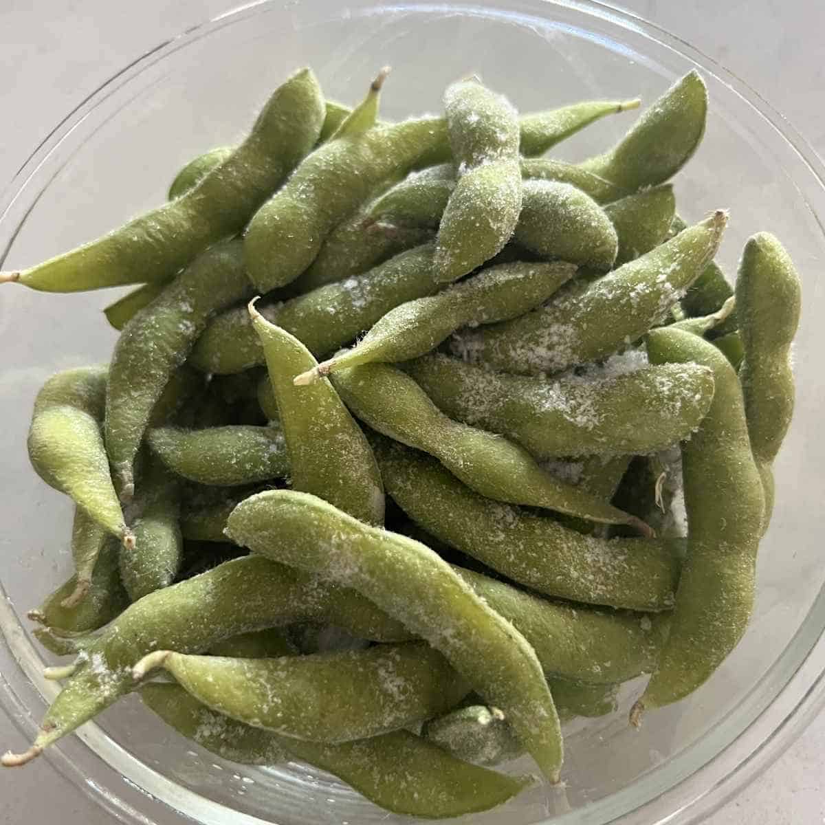 Ingredients needed for air fryer edamame. 