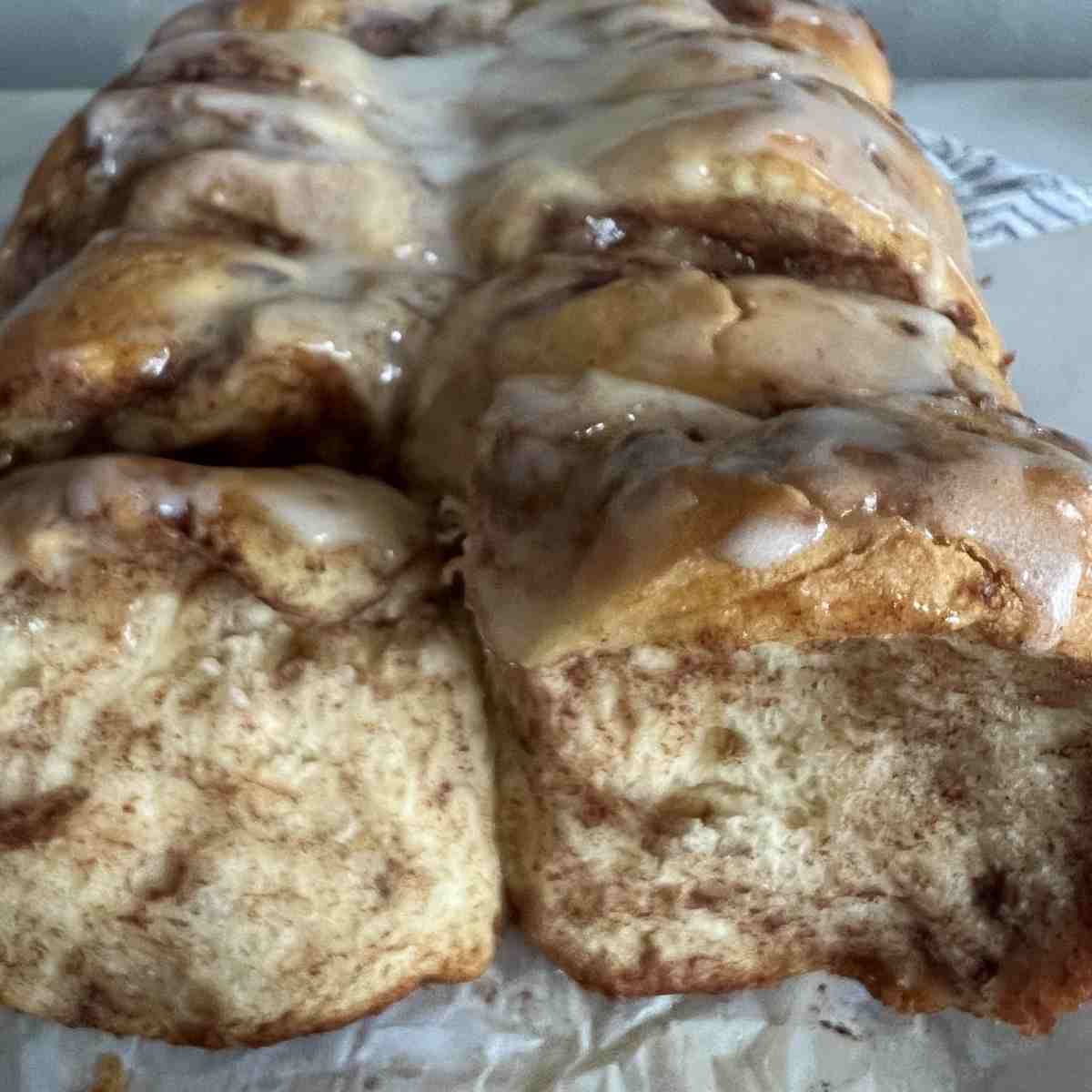 Cinnamon roll loaf made with 2 cans of cinnamon rolls