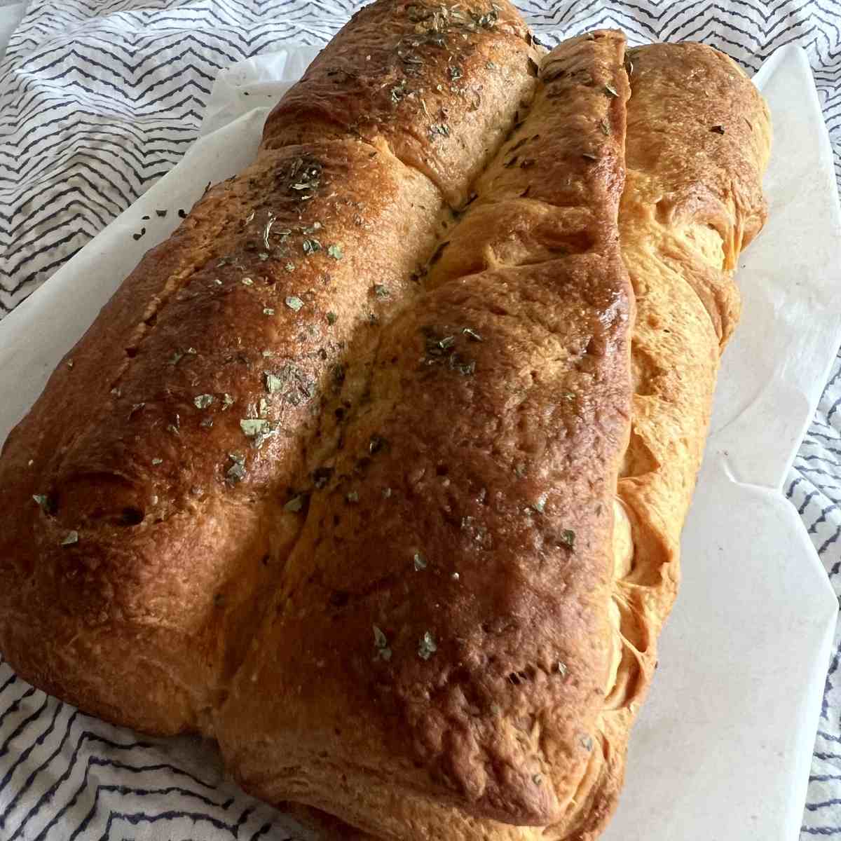 Finished product for crescent roll bread.