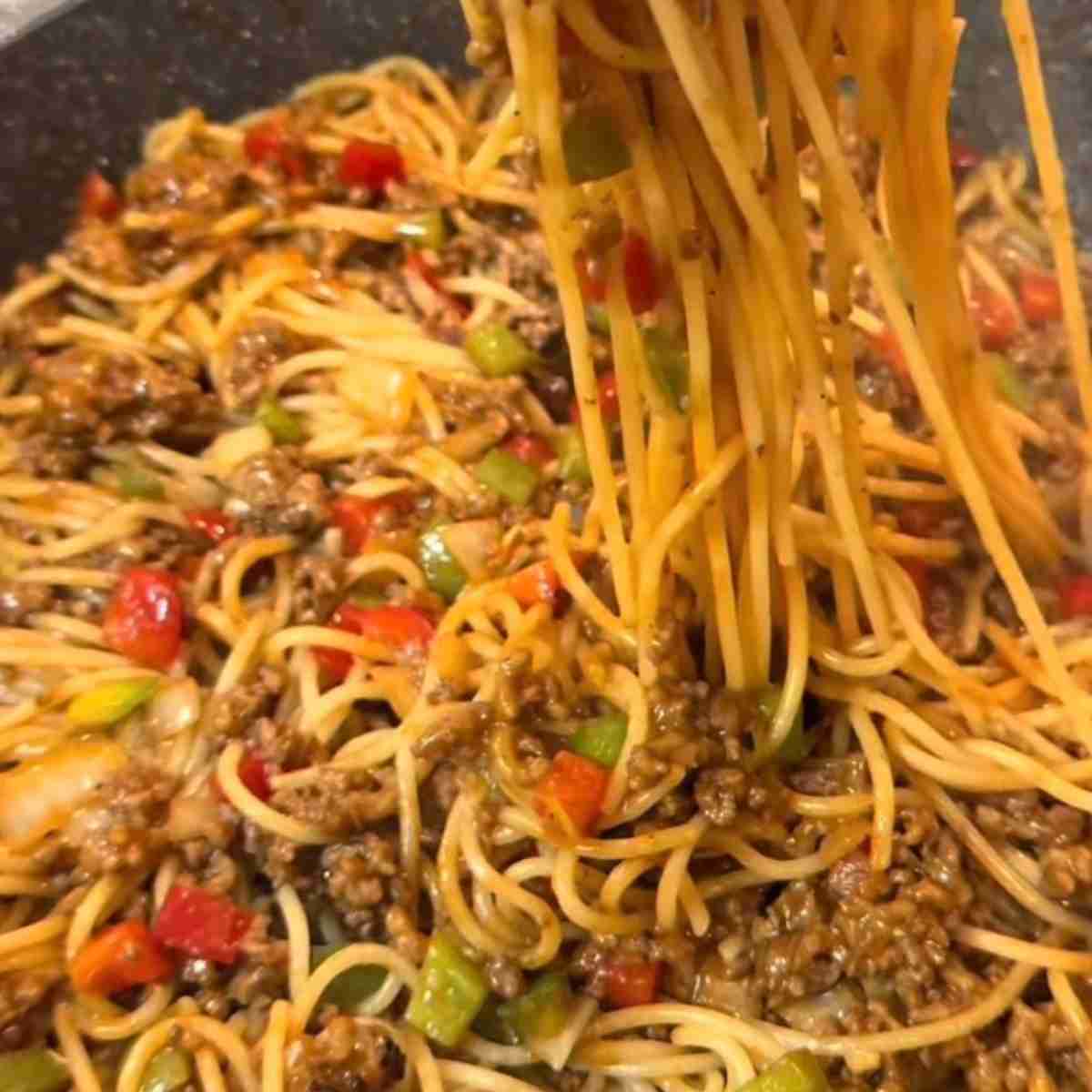 Viral dirty spaghetti recipe from Tiktok.