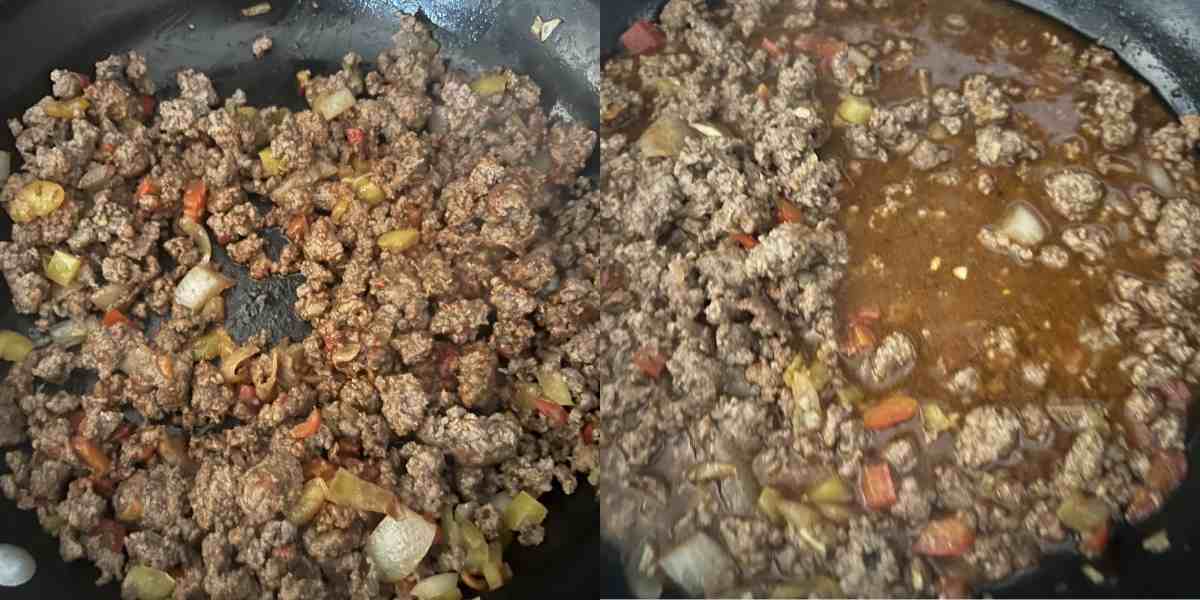 Beef broth and spices added into dirty spaghetti. 
