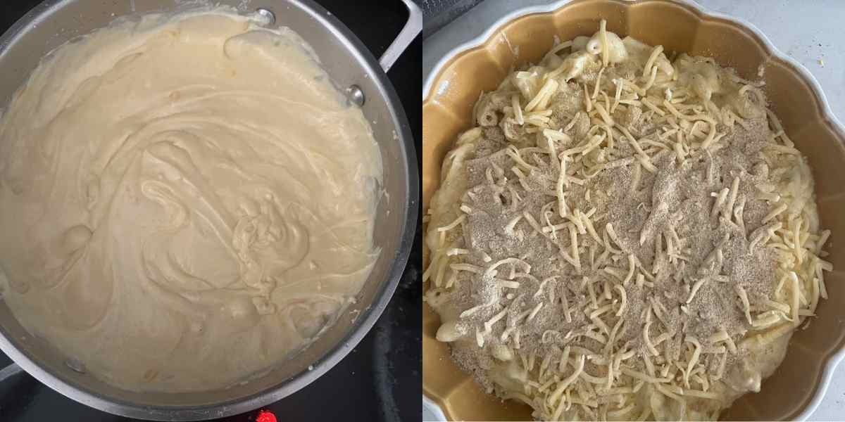 Final step for Ina Garten's mac and cheese. 