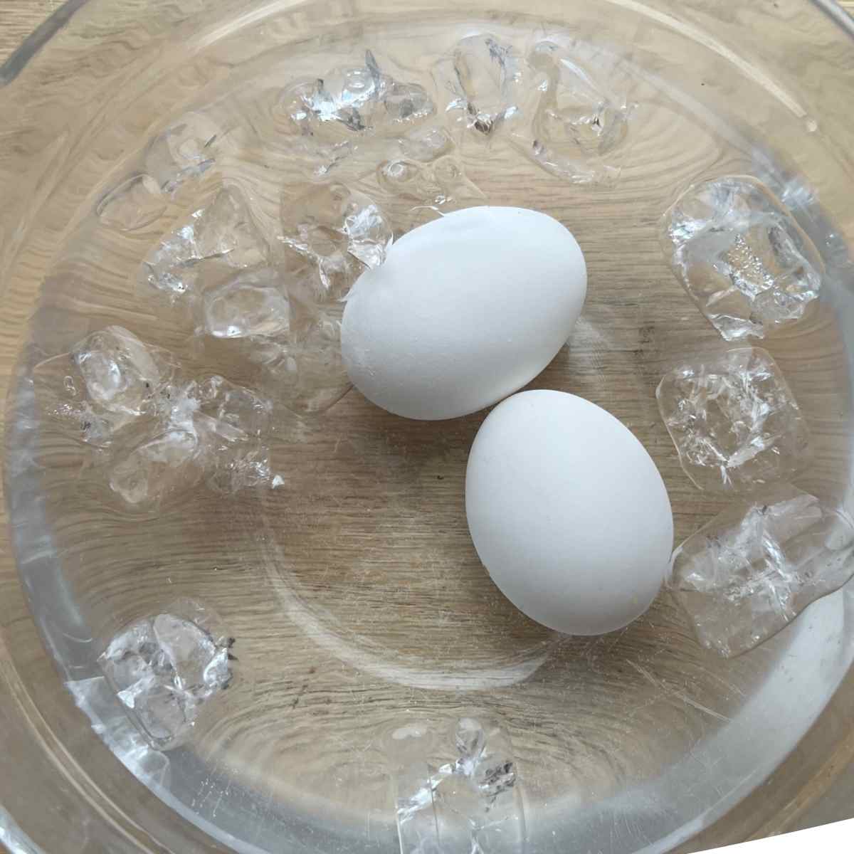 Eggs in ice bath. 