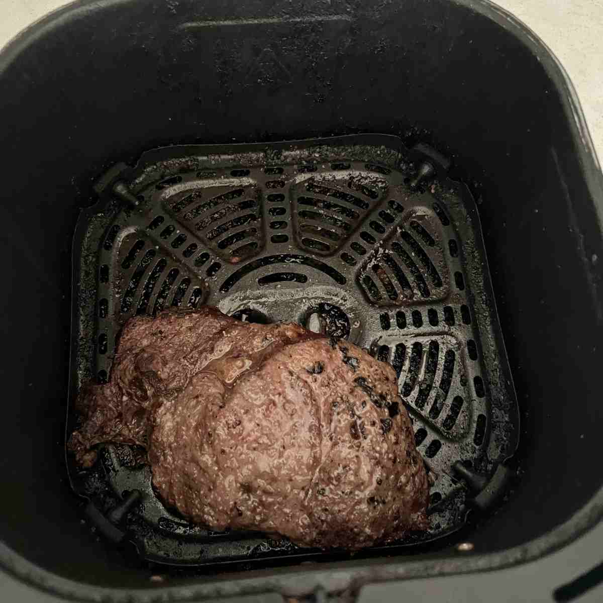 Steak cooked in air fryer.