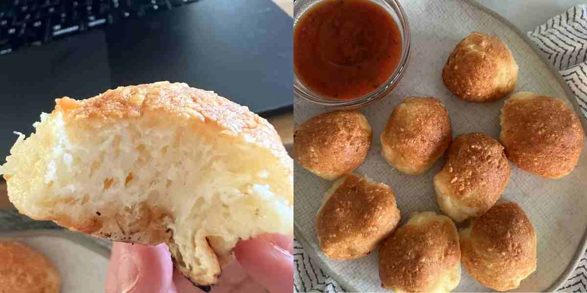 Cooked air fryer parmesan cheese balls.
