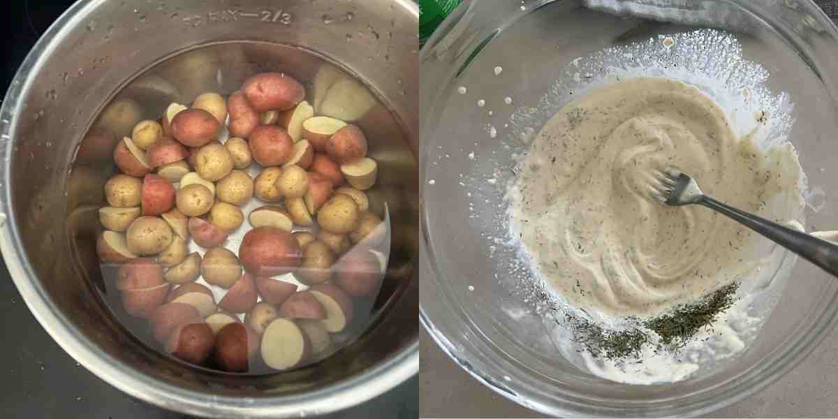 Dressing ready for potato salad. 